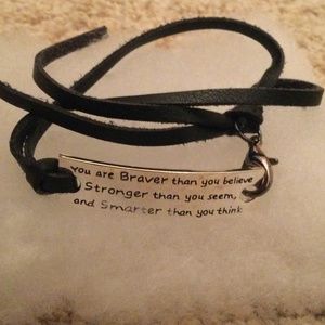 Motivational Quote Black Rope Bracelet